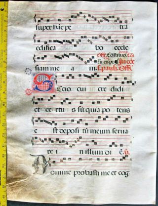 Lg.  Liturgical Music Manuscript,  Antiphonary Lf,  Vellum,  handptd.  Initials,  c.  1500,  9 2