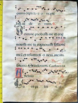 Lg.  Liturgical Music Manuscript,  Antiphonary Lf,  Vellum,  handptd.  Initials,  c.  1500,  9 3