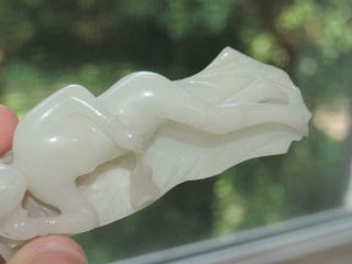 Vintage OLD WHITE CELADON JADE Chinese Antique Nude Model on Sofa RARE NR Qing 12