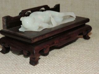 Vintage OLD WHITE CELADON JADE Chinese Antique Nude Model on Sofa RARE NR Qing 6