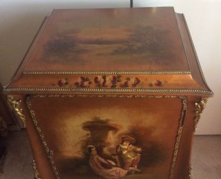 Antique French Hand Painted Music Cabinet Nightstand Chest 2
