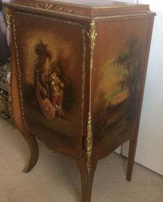 Antique French Hand Painted Music Cabinet Nightstand Chest 3