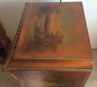 Antique French Hand Painted Music Cabinet Nightstand Chest 9