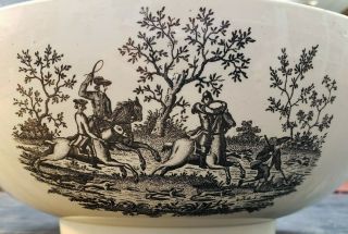 18th Century Creamware Punch Bowl Liverpool Leeds Staffordshire Tavern Hunting 4