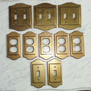 10 Vintage Amerock Carriage House Solid Brass Light & Outlet Switch Plate Covers