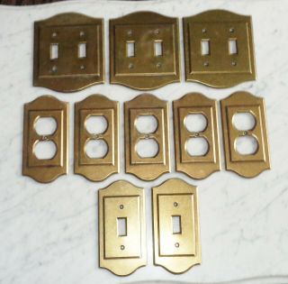 10 Vintage Amerock Carriage House Solid Brass Light & Outlet Switch Plate Covers 2