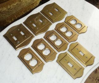 10 Vintage Amerock Carriage House Solid Brass Light & Outlet Switch Plate Covers 3