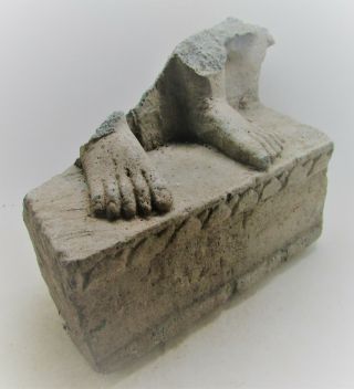 Circa 200bc - 200ad Ancient Gandharan Schist Stone Statue Fragment Bodisatva Feet