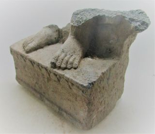 CIRCA 200BC - 200AD ANCIENT GANDHARAN SCHIST STONE STATUE FRAGMENT BODISATVA FEET 2