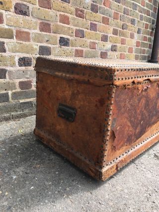 Antique Old Vintage Victorian Edwardian Georgian Studded Trunk Chest 7