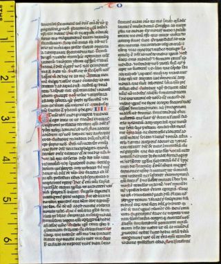 Early Ca.  1250 Bible Manuscript Leaf In Latin On Very Fine Vellum,  Deuteronomy 3 - 5