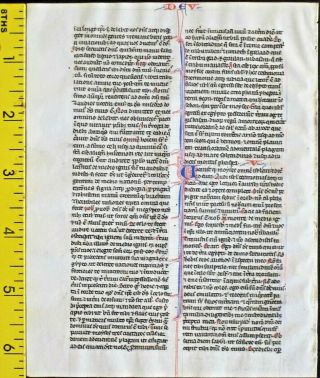 Early ca.  1250 Bible manuscript leaf in Latin on very fine vellum,  Deuteronomy 3 - 5 2