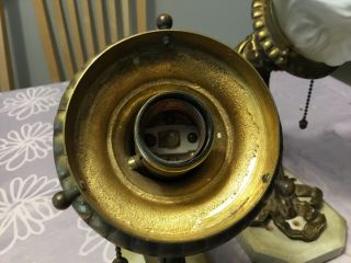 PAIR Rare antique Cast Brass Art Nouveau/ Deco wall lights sconces flame torch 11