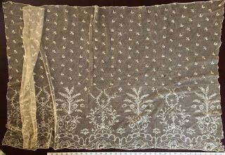 Extraordinary C.  1800 Large Point Ground Lille Bobbin Lace Veil Study Collector