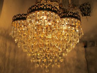 Antique Vnt French Huge Swarovski Crystal Chandelier Lamp Lustre 1940 ' s 21in dmt 3