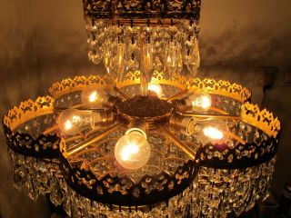 Antique Vnt French Huge Swarovski Crystal Chandelier Lamp Lustre 1940 ' s 21in dmt 5