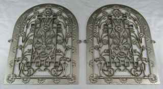 2 Antique Victorian Cast Iron Tuttle & Bailey,  Ny Daisy Floral Heat Grate Covers