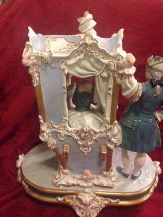 Royal Dux Porcelain Figurine The Sedan Chair Monumental Size 8