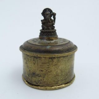 Antique Indian Brass Box And Cover With Figure Of Ganesh On Top,  19th Century