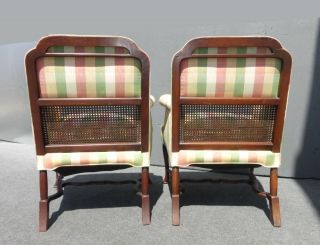 Unique Vintage French Country Cottage Half Cane Back Accent Arm Chairs 12