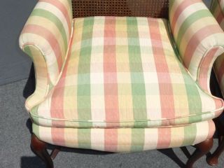 Unique Vintage French Country Cottage Half Cane Back Accent Arm Chairs 9
