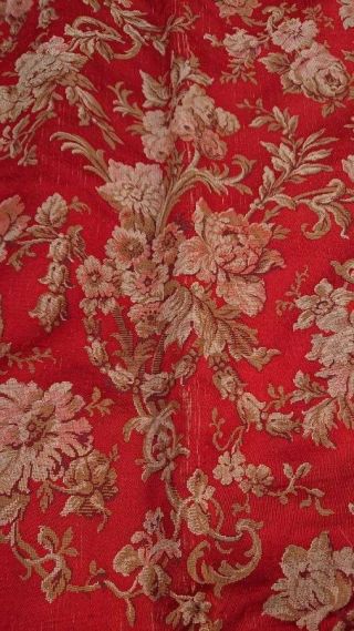SUBLIME PR LARGE ANTIQUE FRENCH WOVEN SILK TAPESTRY CHATEAU CURTAINS c1880 10
