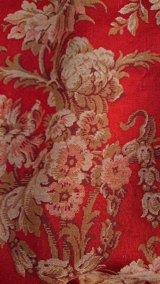 SUBLIME PR LARGE ANTIQUE FRENCH WOVEN SILK TAPESTRY CHATEAU CURTAINS c1880 12