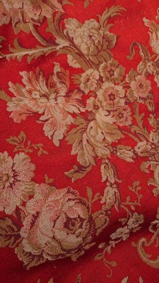 Sublime Pr Large Antique French Woven Silk Tapestry Chateau Curtains C1880