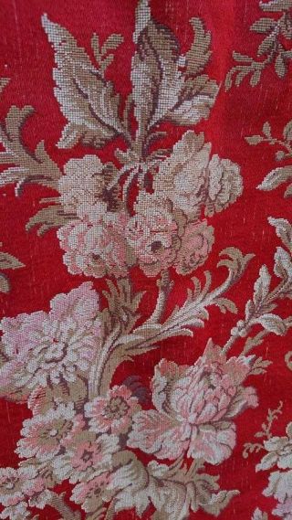 SUBLIME PR LARGE ANTIQUE FRENCH WOVEN SILK TAPESTRY CHATEAU CURTAINS c1880 7