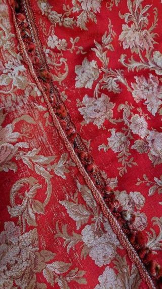SUBLIME PR LARGE ANTIQUE FRENCH WOVEN SILK TAPESTRY CHATEAU CURTAINS c1880 9