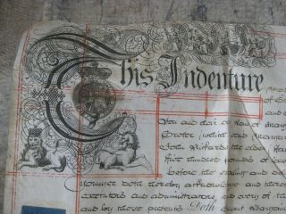 Antique 1771 Rottingdean Uk England Vellum Indenture Manuscript Wax Seal Silver