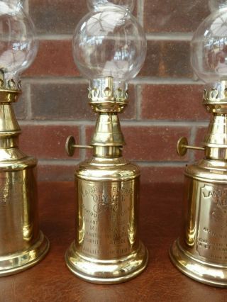 5 Vintage French Brass Pigeon Type Oil Lamps in Order 4