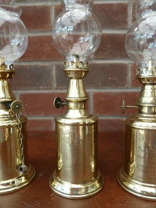 5 Vintage French Brass Pigeon Type Oil Lamps in Order 5
