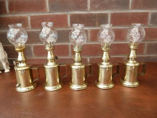 5 Vintage French Brass Pigeon Type Oil Lamps in Order 8