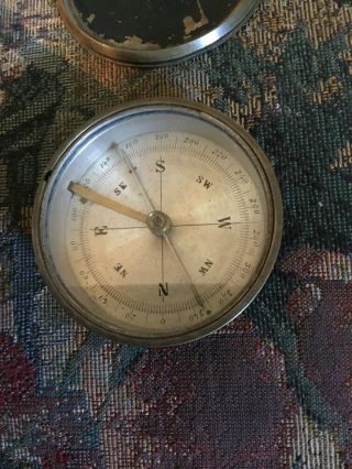 18th Early 19th Century Heavy Brass Pocket Compass.  1780 - 1830