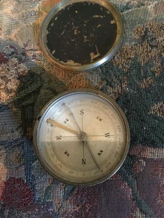 18th Early 19th Century Heavy Brass Pocket Compass.  1780 - 1830 2
