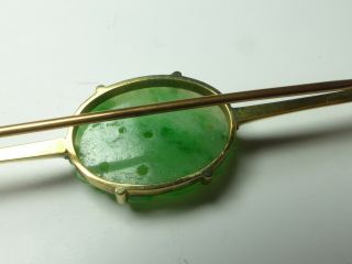 ANTIQUE CHINESE CARVED APPLE JADE JADEITE 9CT GOLD BROOCH PIN BOX 5