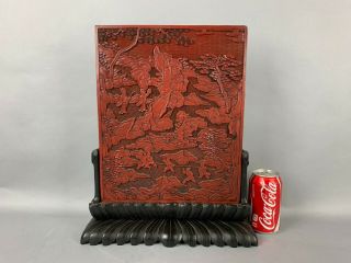 18th/19th C.  Chinese Carved Cinnabar Lacquer Table Screen
