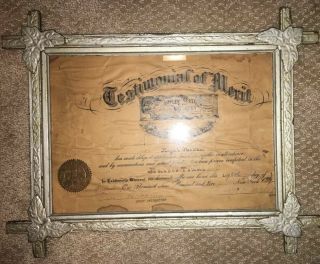 Rare Old 1900’s Ab Moler Auto Barber Shop College Diploma York City 1/1 Htf