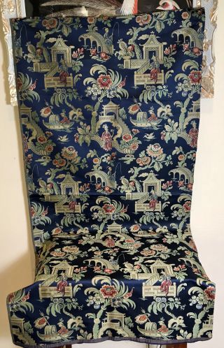 Antique French Lyon Silk Brocade Jacquard Chinoiserie Fabric 3