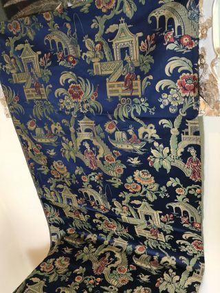 Antique French Lyon Silk Brocade Jacquard Chinoiserie Fabric 4