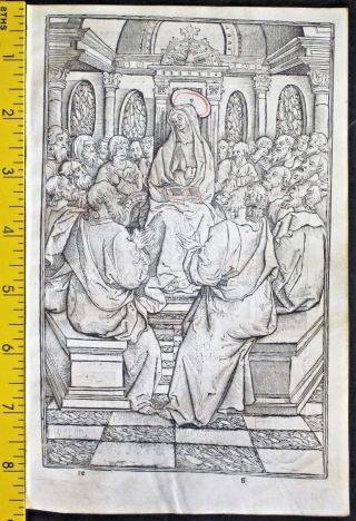 Large Printed Medieval Boh,  Miniature,  St Mary Among Disciples,  Simon Vostre,  C.  1512
