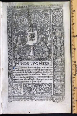 Large printed medieval BoH,  Miniature,  St Mary among Disciples,  Simon Vostre,  c.  1512 3