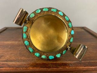 19th/20th C.  Chinese Silver Vermeil Filigree Turquoise and Gem Enamel Dragons Tr 10