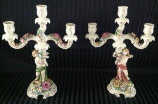 DRESDEN PORCELAIN CANDELABRAS With A Bonus? Maker,  By Von Schierholz 2