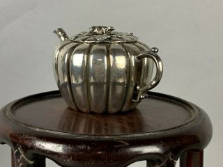 19th/20th Chinese Sterling Silver Pumpkin - Form Water Pot 4