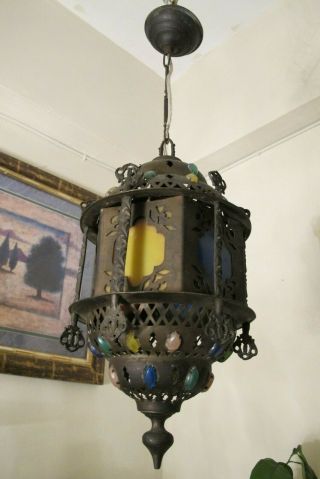 Antique Vintage MOROCCON/ TURKISH Lamp Light 1940 ' s.  9 in RARE 10