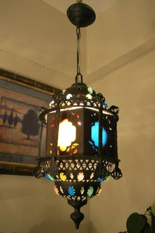 Antique Vintage MOROCCON/ TURKISH Lamp Light 1940 ' s.  9 in RARE 3