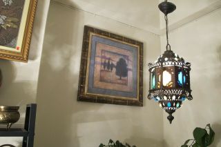 Antique Vintage MOROCCON/ TURKISH Lamp Light 1940 ' s.  9 in RARE 5