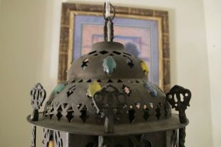 Antique Vintage MOROCCON/ TURKISH Lamp Light 1940 ' s.  9 in RARE 7